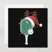 ピックルボール愛好者スポーツクリスマスサンタ帽 シーズンカード (正面/裏面)