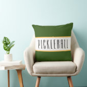 ピックルボール楽しいフォレストグリーン ホワイト レーシングストライプ クッション (椅子)