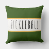 ピックルボール楽しいフォレストグリーン ホワイト レーシングストライプ クッション (裏面)