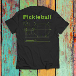 ピックルボール設計図パドルデザイン 楽しいレトロな雰囲気 Tシャツ