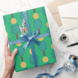 ピックルボール誕生日パーティーグリーン ラッピングペーパー