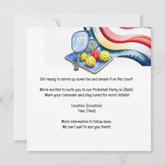 ピックルボール アメリカンテーマ  7月4日 招待状 (裏面)