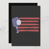 ピックルボール アメリカ国旗 愛国的なピックルボール 招待状 (正面/裏面)