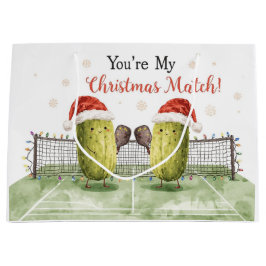 ピックルボール+クリスマスのサンタクロースの試合ウェア ラージペーパーバッグ