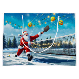 ピックルボール+クリスマスのサンタクロースの試合ウェア ラージペーパーバッグ