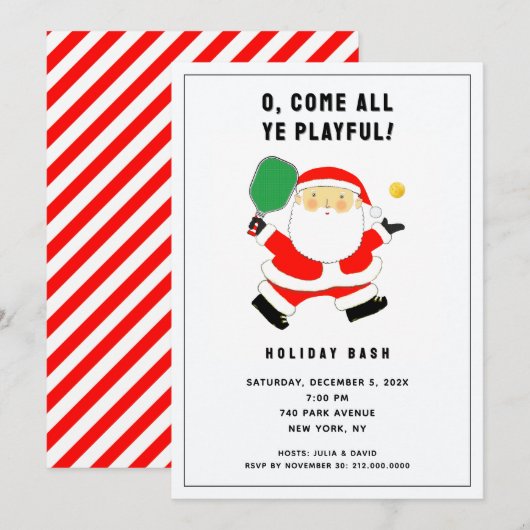 ピックルボール クリスマスパーティーの招待状 招待状 (正面/裏面)