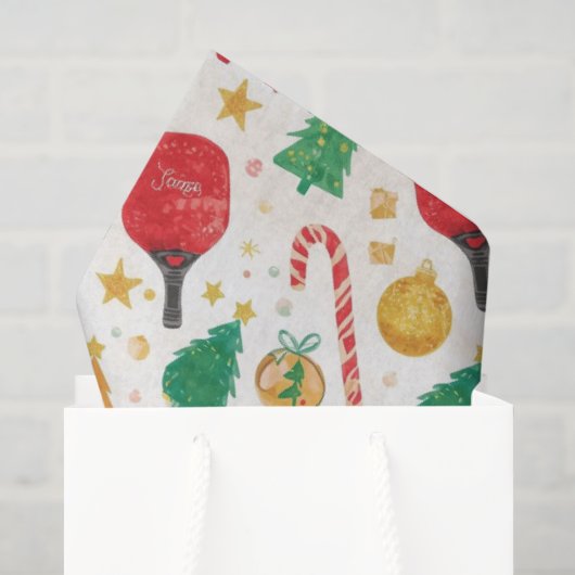 ピックルボール クリスマス包装紙 薄葉紙 (ギフトバッグ)