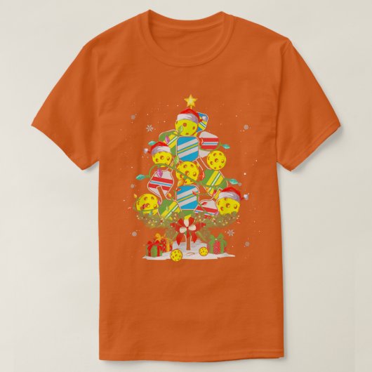 ピックルボール クリスマス ツリー サンタ クロース X マス ライト Tシャツ (デザイン正面)