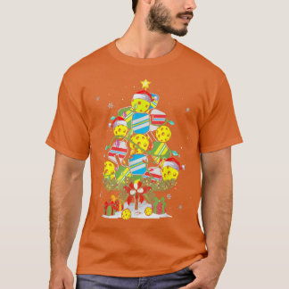 ピックルボール クリスマス ツリー サンタ クロース X マス ライト Tシャツ