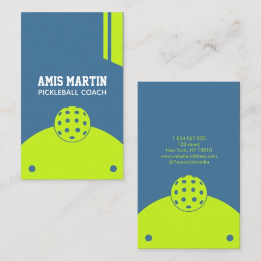 ピックルボール コーチ イエロー 名刺 (正面/裏面)