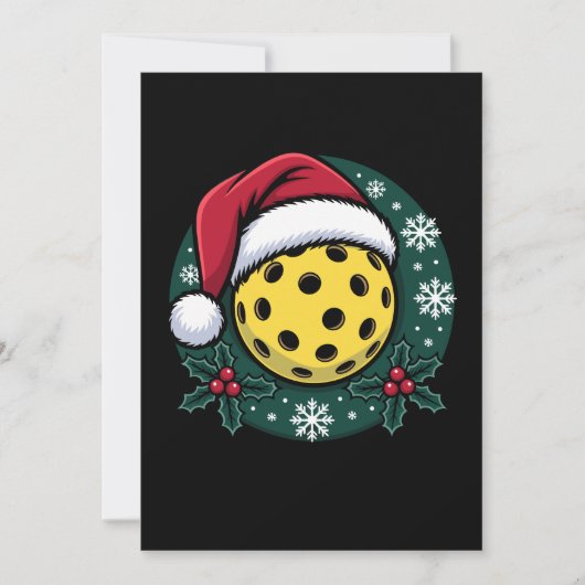 ピックルボール サンタ帽子 ホリー クリスマス ホリデー クリスマス 招待状 (正面)