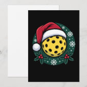 ピックルボール サンタ帽子 ホリー クリスマス ホリデー クリスマス 招待状 (正面/裏面)