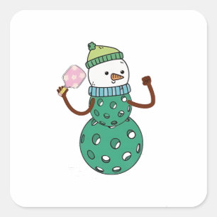 ピックルボール スノーマン 楽しい クリスマス Xmas スクエアシール