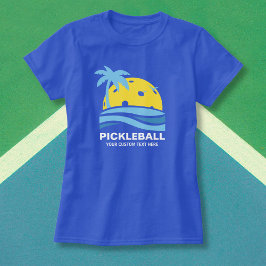 ピックルボール トロピカル パームツリー サン カスタムテキスト Tシャツ