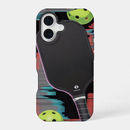 ピックルボール・ネオン・パドル・モーション・ケース iPhone 16ケース (裏面)