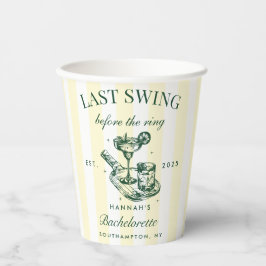 ピックルボール バッハ カクテル グリーン & イエロー ストライプ 紙コップ