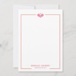 ピックルボール　パーソナライズ　ノートカード | ピンクとコーラル ノートカード