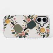 ピックルボール フラワーパドルブーケ iPhone 16ケース (裏面横)