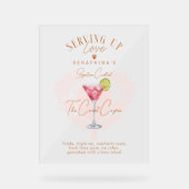 ピックルボール ブライダルシャワー 水彩 Cocktail Drink アクリルサイン (正面)