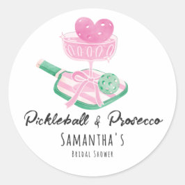 ピックルボール＆プロセッコ レトロ カップル ブライダルシャワー ラウンドシール