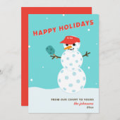 ピックルボール ホリデー クリスマス ユーモア スノーマン カード (正面/裏面)