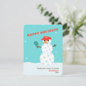ピックルボール ホリデー クリスマス ユーモア スノーマン カード (スタンド正面)