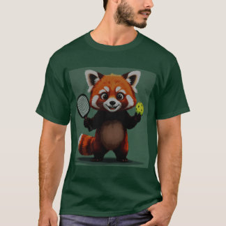ピックルボール レッドパンダ 動物 運動 おもしろ グラフィック フ Tシャツ