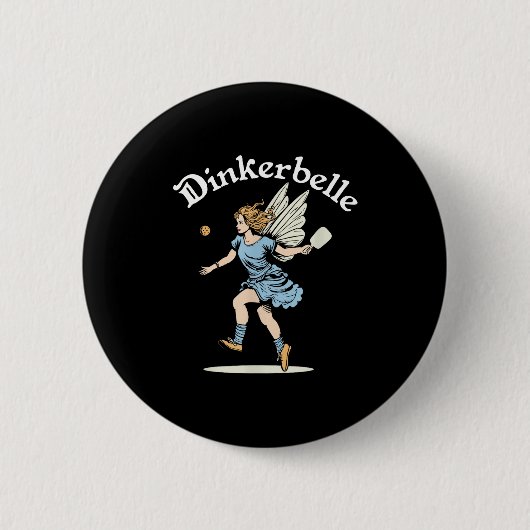 ピックルボール レトロ ファンタジー おもしろ dinkerbelle 女性 缶バッジ (正面)