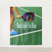 ピックルボール 丁寧に考えてから丁寧に打て タペストリー (正面)