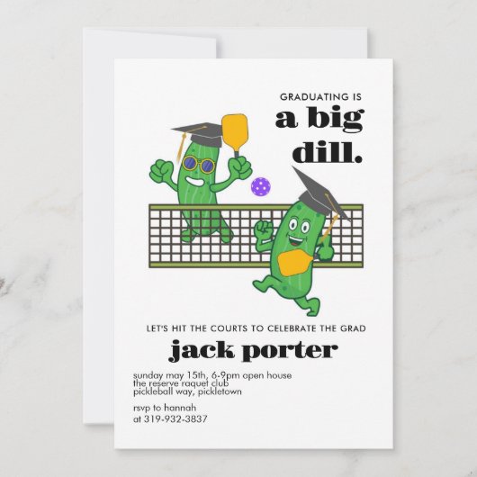 ピックルボール 卒業パーティー ピックルボール オープンハウス 招待状 (正面)