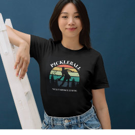 ピックルボール 日没 クール レトロ ヴィンテージ カスタム テキスト Tシャツ