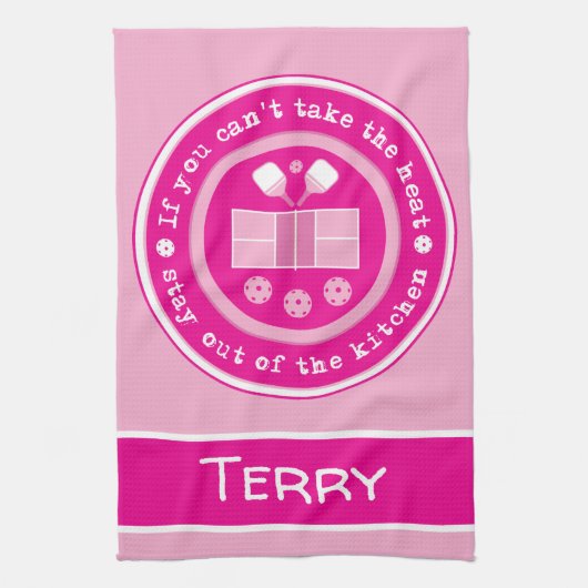 ピックルボール:熱もし文字 キッチンタオル (縦)