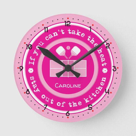 ピックルボール:熱もし文字 ラウンド壁時計 (正面)