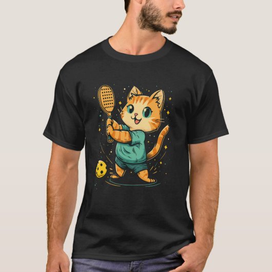 ピックルボール 猫 Tシャツ (正面)