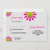 ピックルボール 誕生日 かわいい招待状 + RSVP 招待状 (裏面)