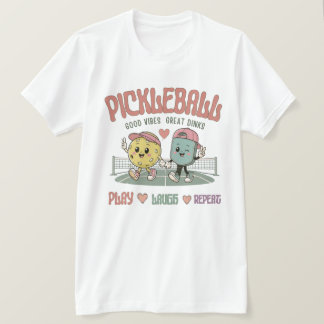 ピックルボール 遊んで 笑って リピート | かわいいピックルボール Tシャツ