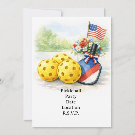 ピックルボール 4th of July 独立記念日パーティー 招待状 (正面)