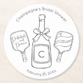 ピックルモダンボールとプロセッコブライダルシャワー ラウンドペーパーコースター (正面)