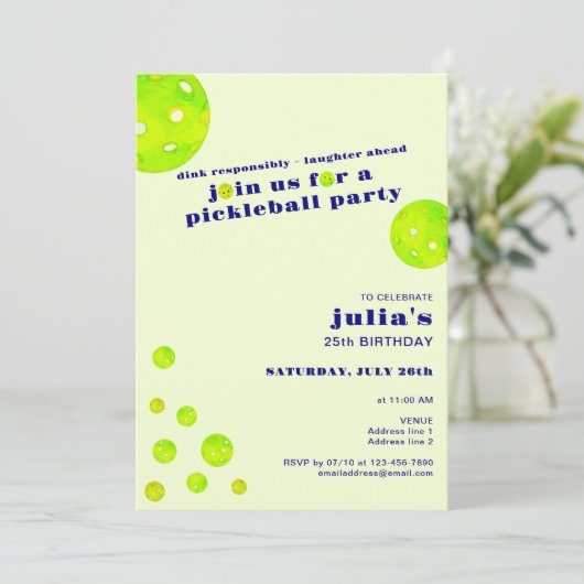 ピックル名門私立校風のボールディンク責任ある誕生日パーティー 招待状 (スタンド正面)