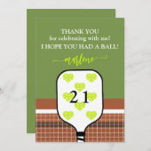 ピックル名門私立校風のボールパドル写真ディンク誕生日パーティー サンキューカード (正面/裏面)