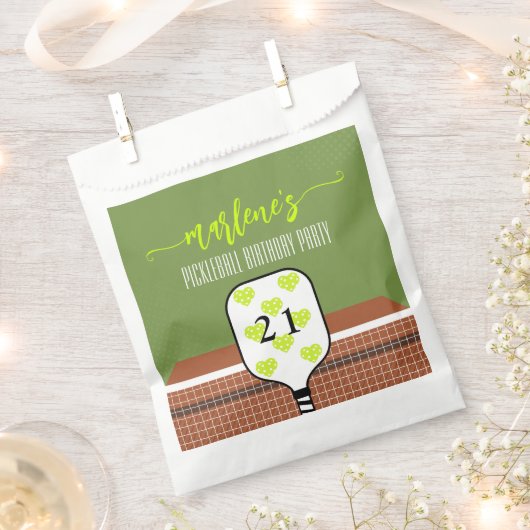 ピックル名門私立校風のボールパドル写真ディンク誕生日パーティー フェイバーバッグ (クリップ留めされた状態)
