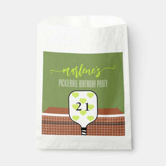 ピックル名門私立校風のボールパドル写真ディンク誕生日パーティー フェイバーバッグ (正面)