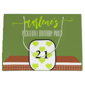 ピックル名門私立校風のボールパドル写真ディンク誕生日パーティー ラージペーパーバッグ (正面)