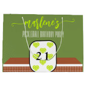 ピックル名門私立校風のボールパドル写真ディンク誕生日パーティー ラージペーパーバッグ (裏面)