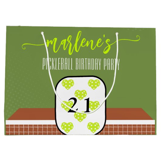 ピックル名門私立校風のボールパドル写真ディンク誕生日パーティー ラージペーパーバッグ (裏面)