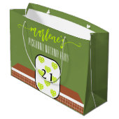 ピックル名門私立校風のボールパドル写真ディンク誕生日パーティー ラージペーパーバッグ (裏面アングル)
