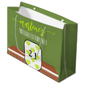 ピックル名門私立校風のボールパドル写真ディンク誕生日パーティー ラージペーパーバッグ (正面アングル)