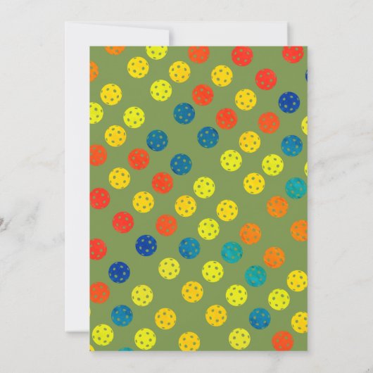 ピックル名門私立校風のボールパドル写真ディンク誕生日パーティー 招待状 (裏面)