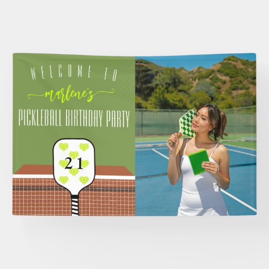 ピックル名門私立校風のボールパドル写真ディンク誕生日パーティー 横断幕 (横)