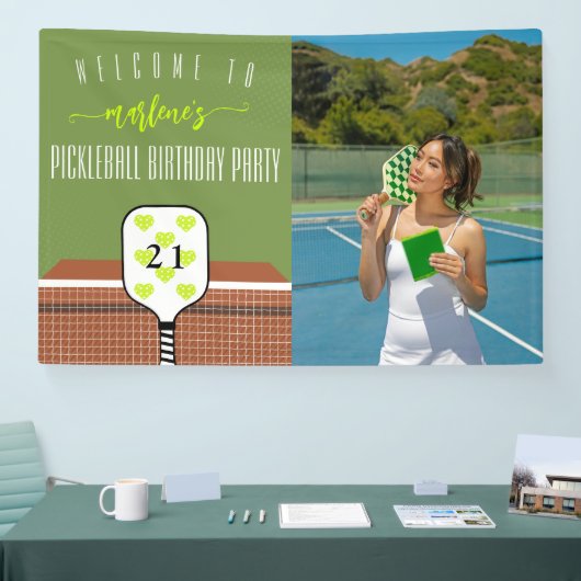 ピックル名門私立校風のボールパドル写真ディンク誕生日パーティー 横断幕 (トレードショー)